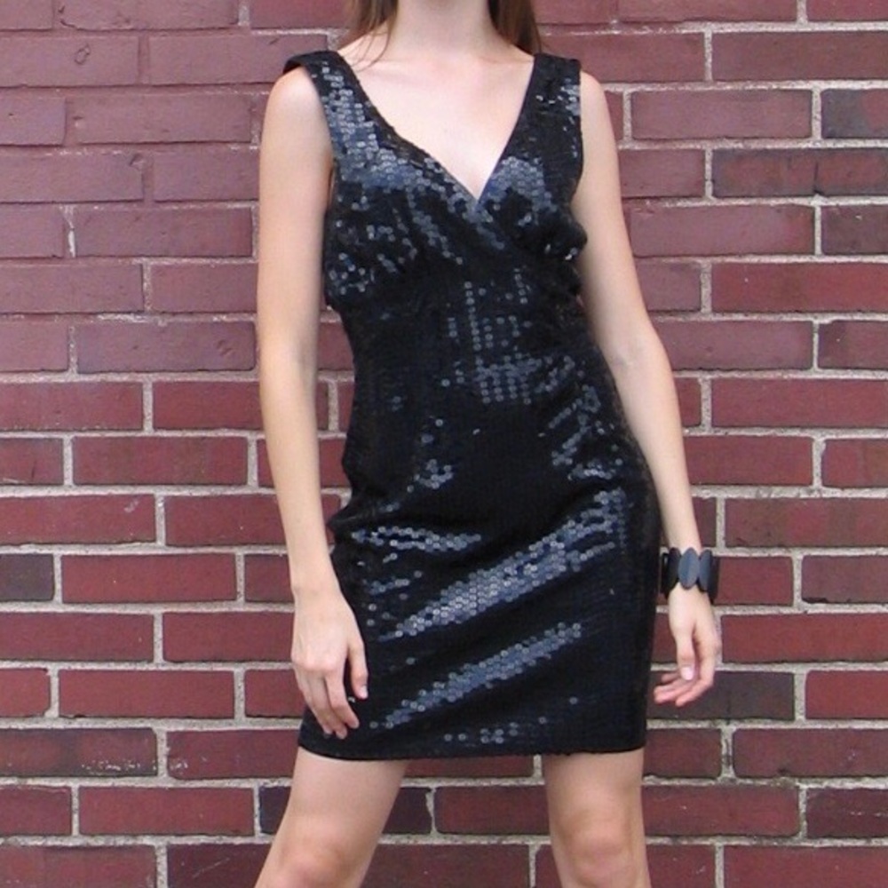 Vintage Black Sequined Cocktail Dress - Picture 2 of 8